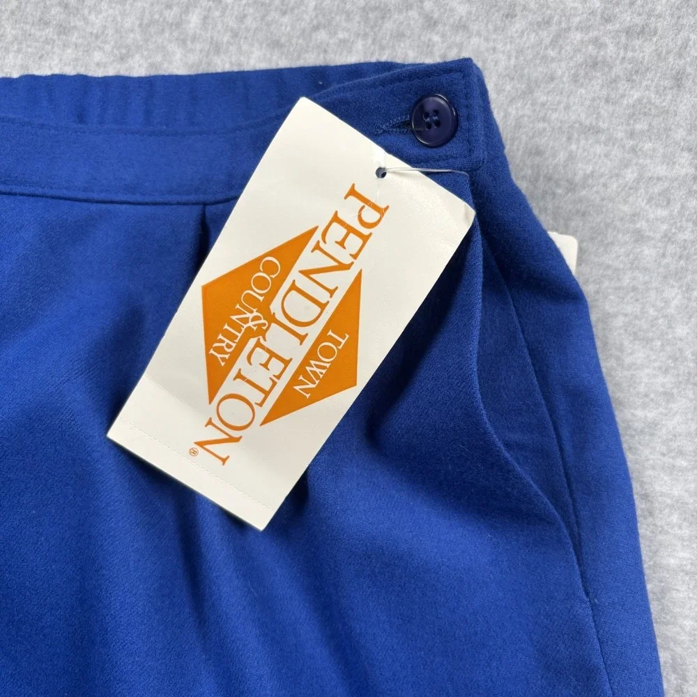 Pendleton Skirt Womens 18 Blue Pencil 100% Virgin Wool Lined USA NWT Back Vent